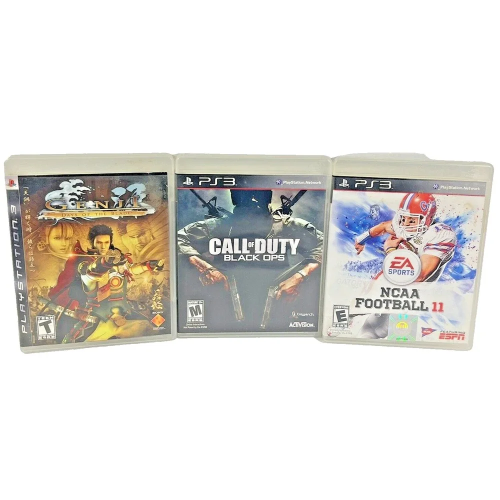 Sony PS3 Video Game Bundle NCAA Football 11 Black Ops Genji Days of the Blade